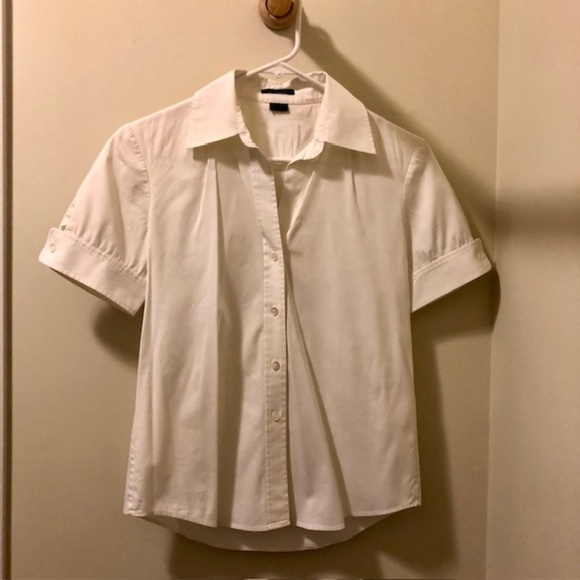 Theory Classic Women's White Button-Down Blouse, Short Slv, Sz P, Like New - Picture 1 of 3